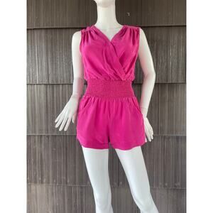 🔥Twelfth Street BY Cynthia Vincent 100% Silk Hot Pink Barbiecore Mini Romper S